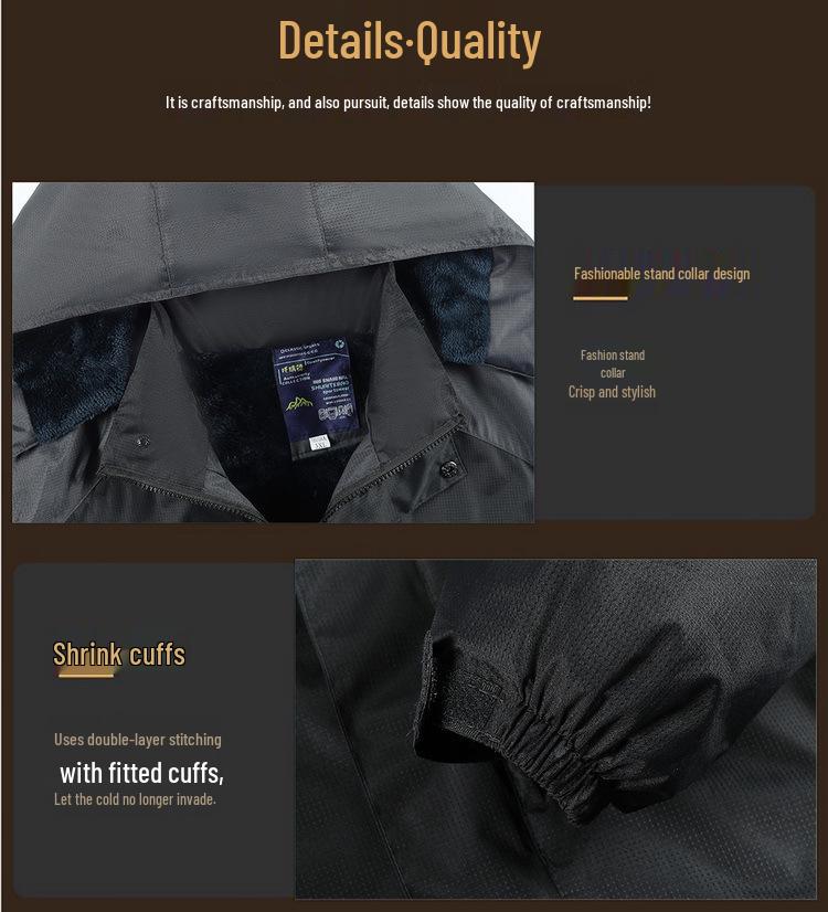 Men's Windproof Waterproof Down Jacket - Velvet-Lined and Insulated Cotton Winter Coat for Cold Protection.