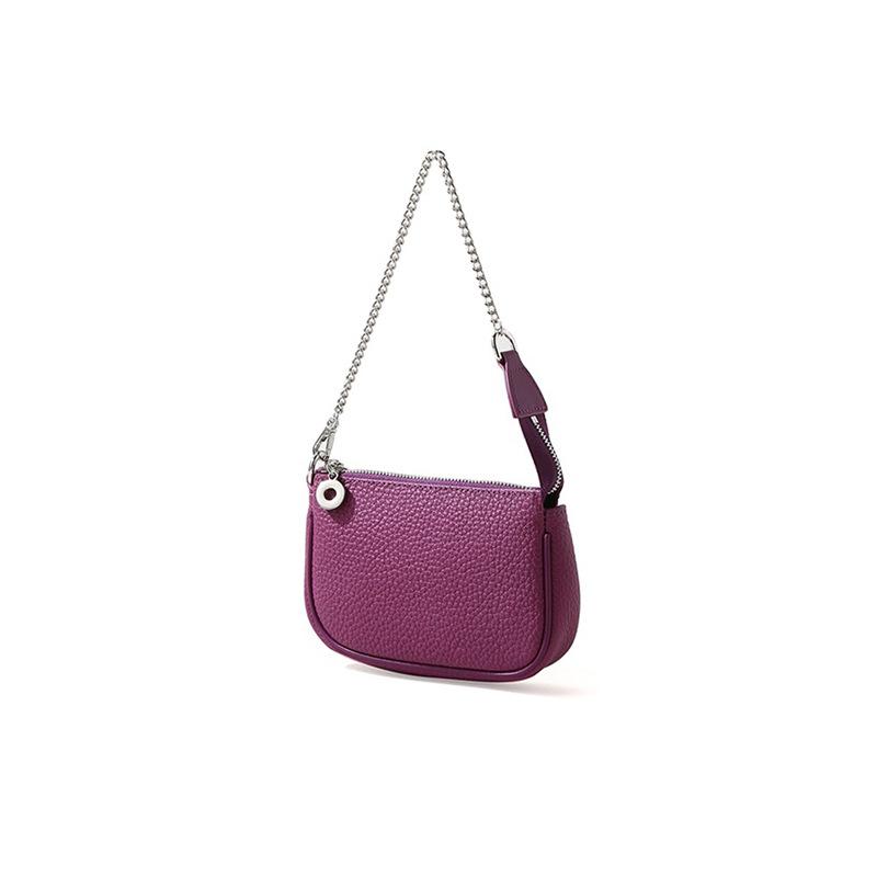 Niche cowhide handbag spring new metal chain design sense bag women's simple commuter versatile underarm bag