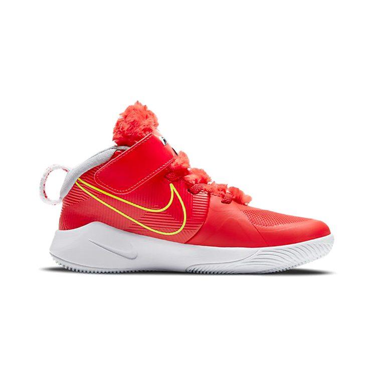 Nike Team Hustle D 9 LI Hook and loop Mid top Children's Basketball Shoes Red Yellow Children Aged 3 7 Years Old CT4063-600