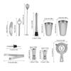 14pcs Stainless Steel Cocktail Shaker Mixer Drinker Drinking Tool Bar Gift (600?450ml)