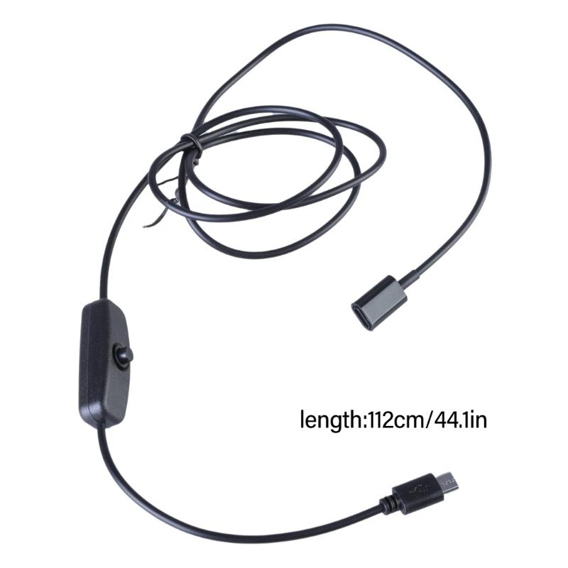 USB Type C Female to USB Male Charging Cable with Switching Button Support 5V3A Charging for 5V Devices 112cm