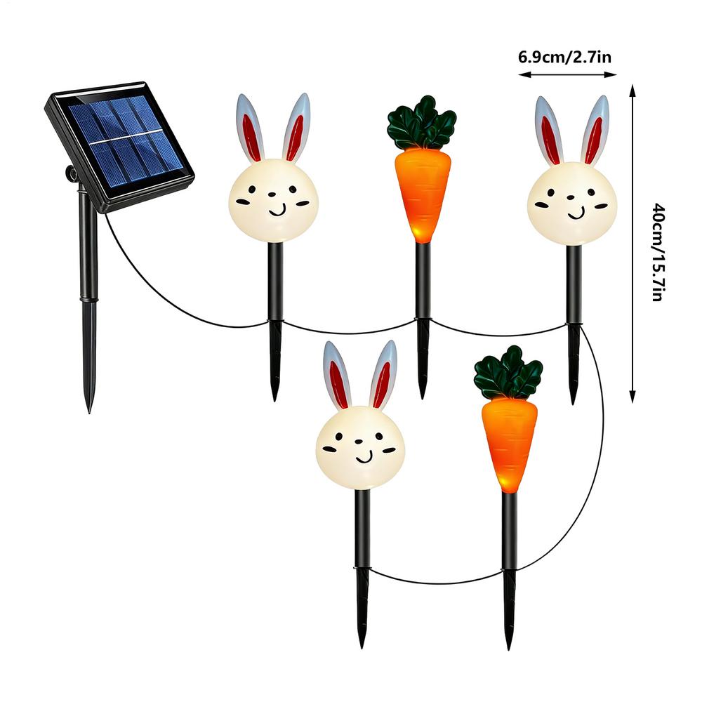 Spring Solar Lights Outdoor Decorative Easter Bunny Carrot Pathway Waterproof Lighting Cute Courtyard Lights For Garden Yard