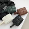 Solid Color Padded Makeup Bag Quilted Plaid Clutch Bag Simple Puffer Handbag  Ladies
