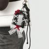 Mysterious Dark Theme Badge Holder Keychain Customizable With Beaded Chains Stylish Bag Charm Decoration