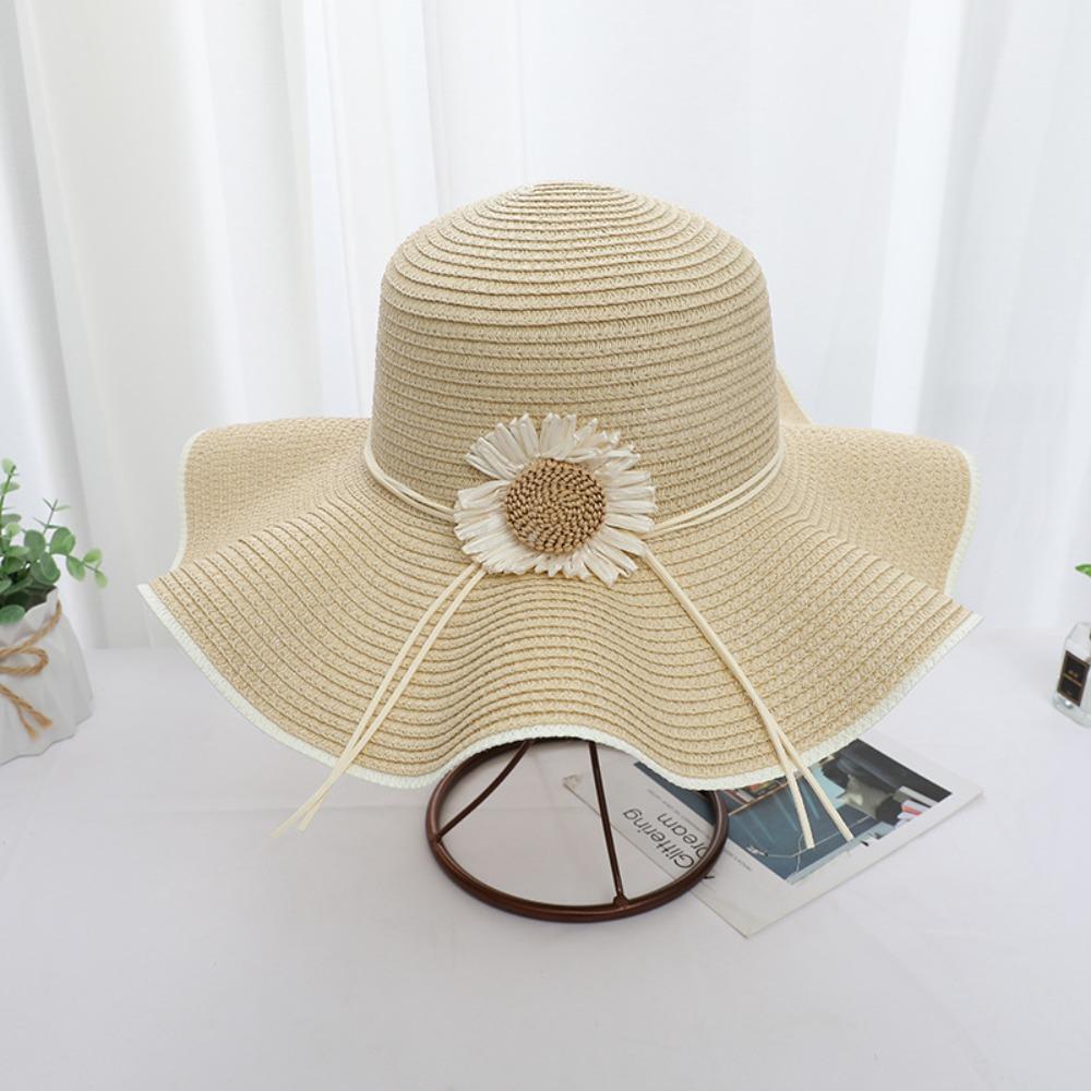 Wide Brim Bohemian Straw Hat Spring Summer Women's Sun Hat Trendy Folding Straw Hats  Vacation