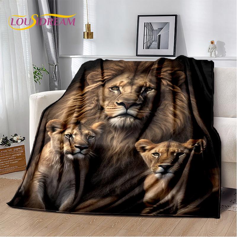 Fierce Tiger Lion Leopard Beast Animal Wildlife Cartoon Blanket,Soft Throw Blanket for Home Bedroom Bed Sofa Picnic Office Cover