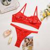 Sexy Perspective Lingerie Lace Bra Bikini Pajamas Underwear Three-point Split Bra Briefs Set