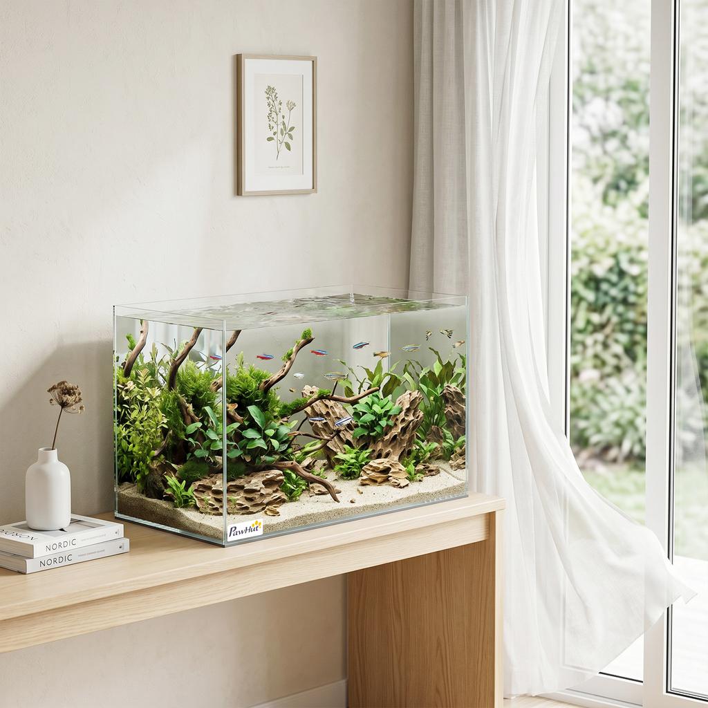 Fish Tank Bare Glass for DIY Glass Aquarium with Protective Base Mat 43L Transparent for Fish Shrimps
