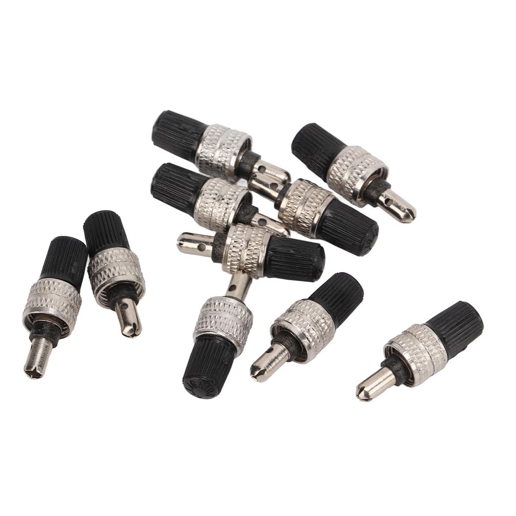 10 Stück Fahrradreifen Ventileinsatz Set mit Kappe Vernickeltes Messing Deutscher Ventilschaft Einsatz für Elektro