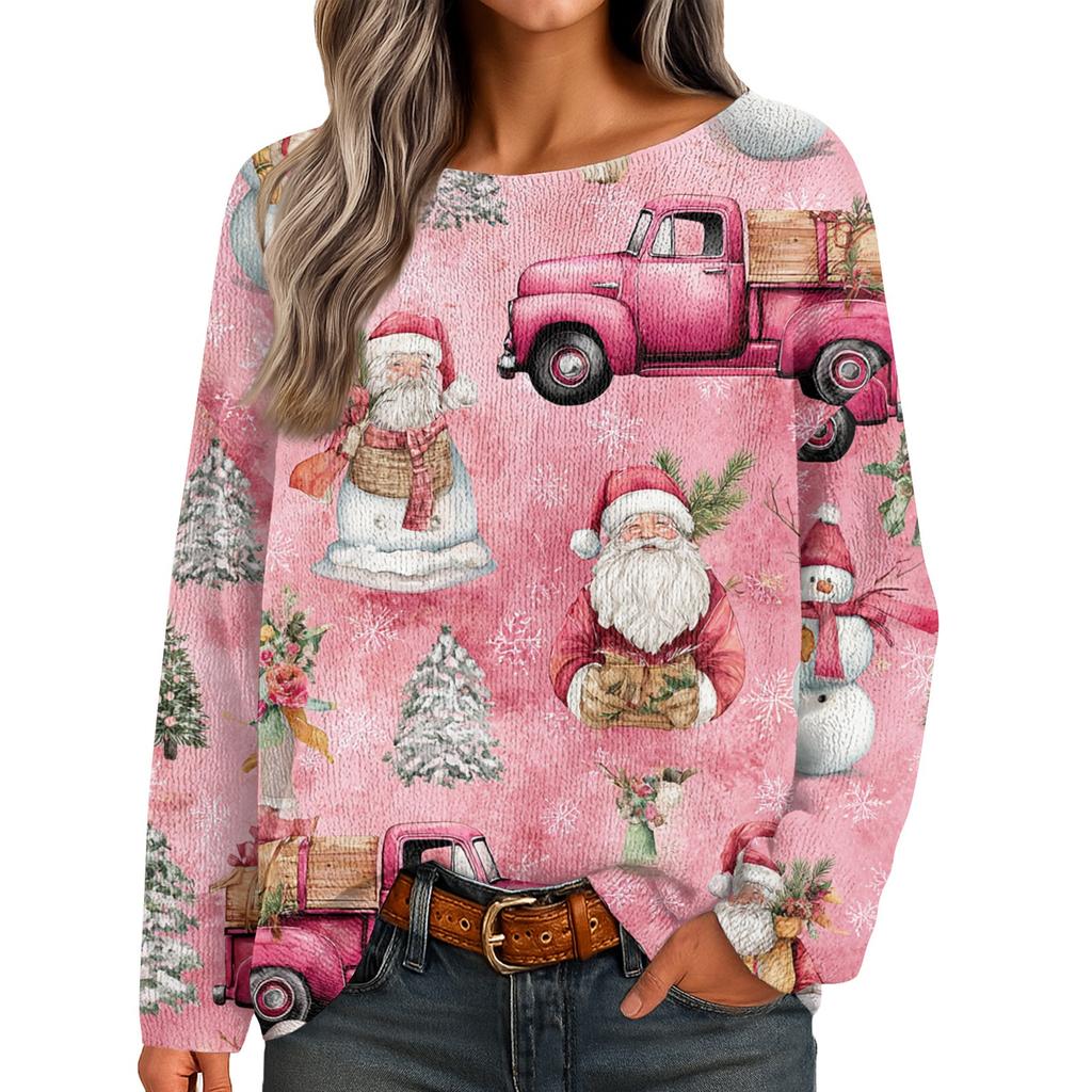 Womens  Fall Sweaters Long Sleeve Print Tops Pullover Sweaters Loose Dressy Casual Basic Clothes