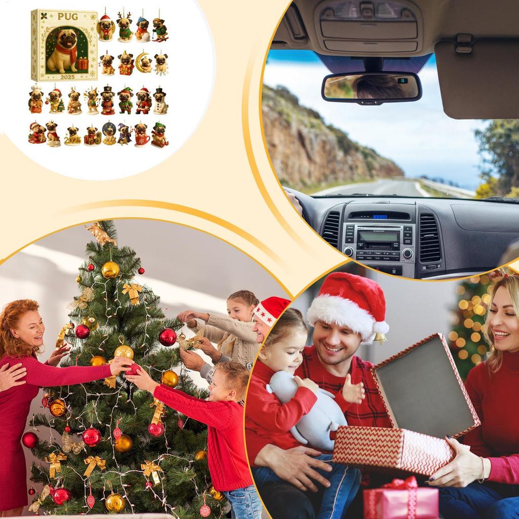 Dog Christmas Advent Calendar 2D Acrylic Ornaments Home Farmhouse Wall Hanging Decor Holiday Countdown Gifts for Dog Lovers