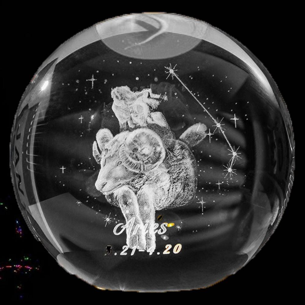 

Inner Carved Crystal Ball Twelve Constellation Decoration Crafts Miniature Ornament Home Decor S-6
