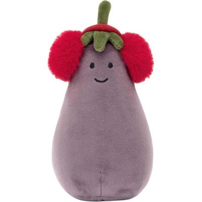 Jellycat Fun Food Series Warm Red Earcups Lively Eggplant Soothing Sleeping Doll Plush Doll Sitting Height 16cm Height