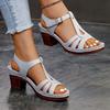 Women High Heels Sandals Light PU Leather Sandals Summer Open Toe Fish Mouth Sandal Fashion Thick Heels Women Platform Sandalias