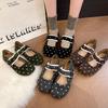 Polka Dot Mary Jane Women's Shoes Autumn and Winter New One-word Strap Flat-soled Single Shoes Retro Soft-soled Shallow-mouth Single Shoes