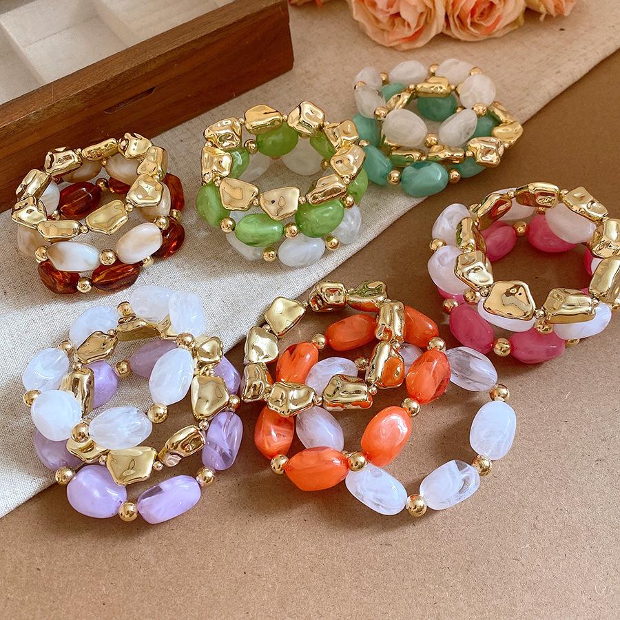 Colorful Jade Geometric Acrylic Bracelet - Retro, Simple, & Fashionable with a High-End Feel