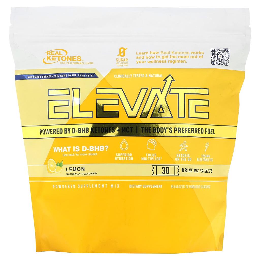 Real Ketones, Elevate, Lemon, Drink Mix 30 packs, 0.45 oz (12.7 g) each