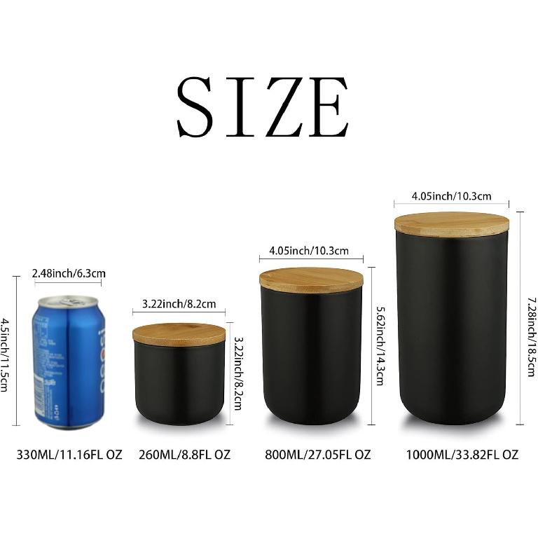 MilkyWay Food Storage Jar Strong Ceramic Storage Canisters with Airtight Seal Bamboo Lid Modern Design Seal Damp-Proof Kitchen Jar for Coffee, Tea,