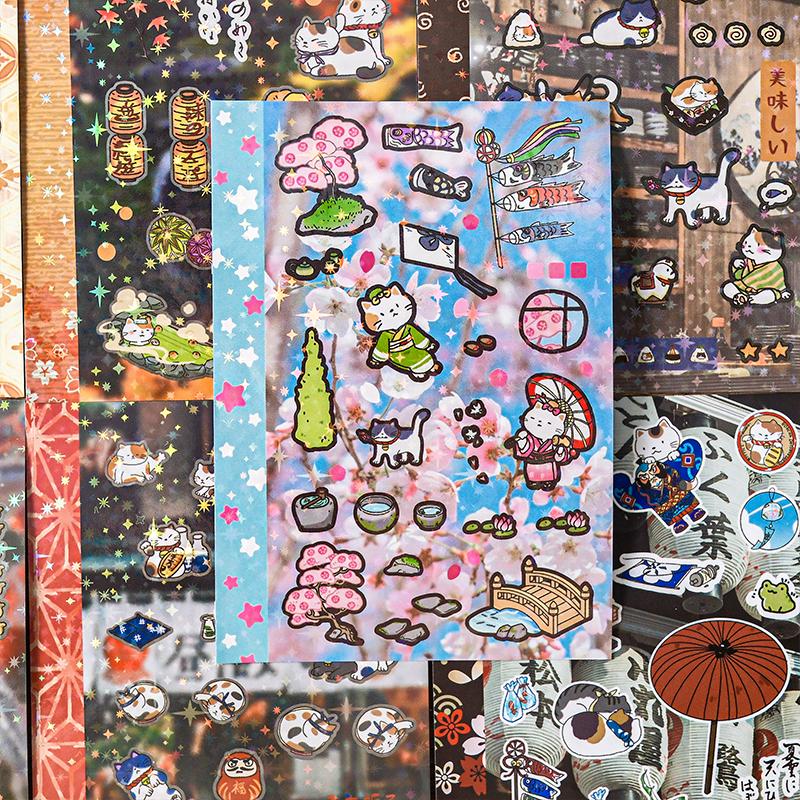 30sheets Kawaii Wind Chime Grass Diary M5 Sticker Book DIY Diary Scrapbook Aesthetic Stationery Stickers