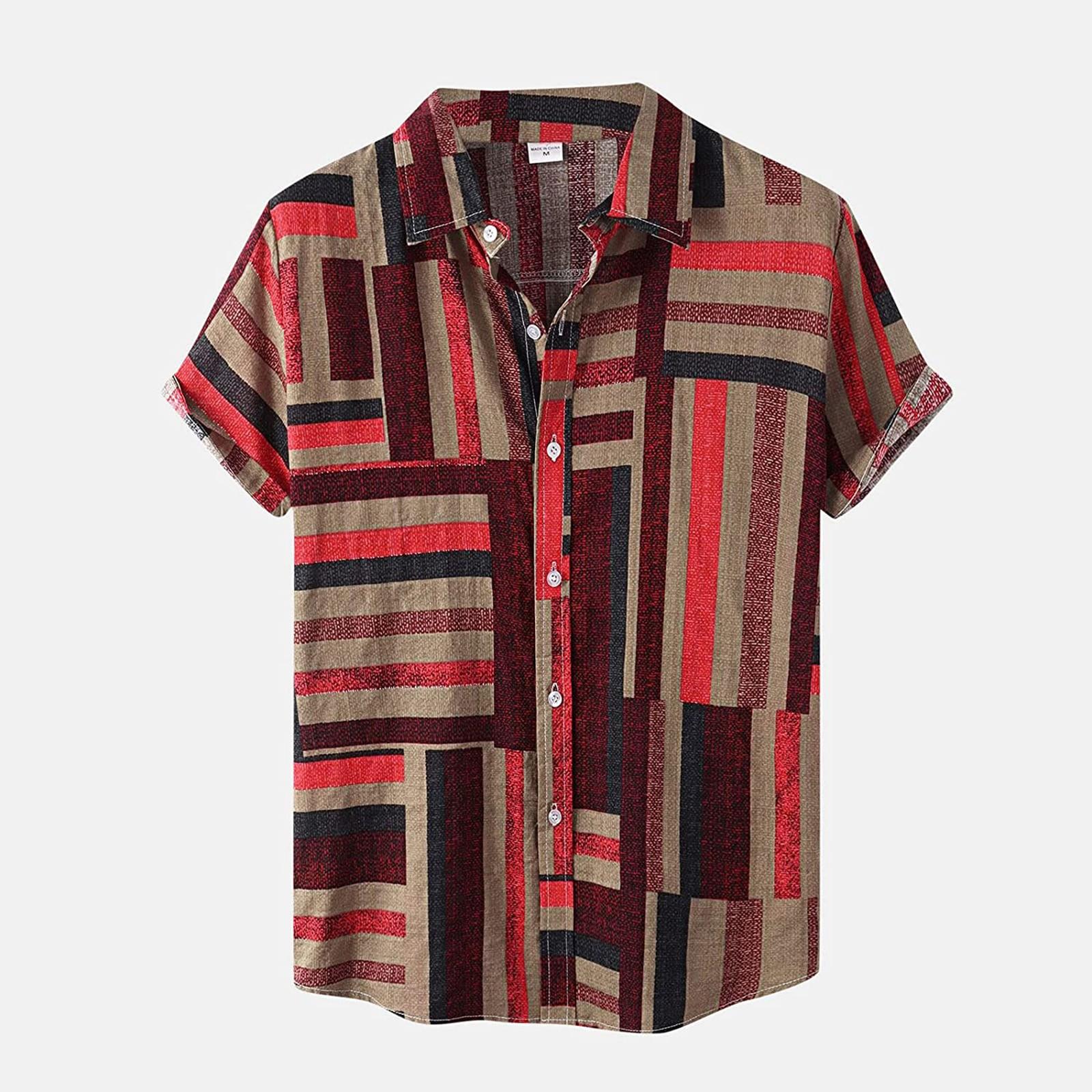 

Мужская модная повседневная рубашка с короткими рукавами и принтом Hawaii Vacation XXXL красный