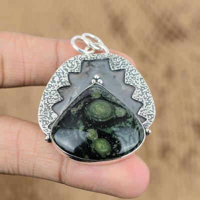 Gift For Her 925 Sterling Silver Natural Kambaba Jasper Gemstone Jewelry Pendant