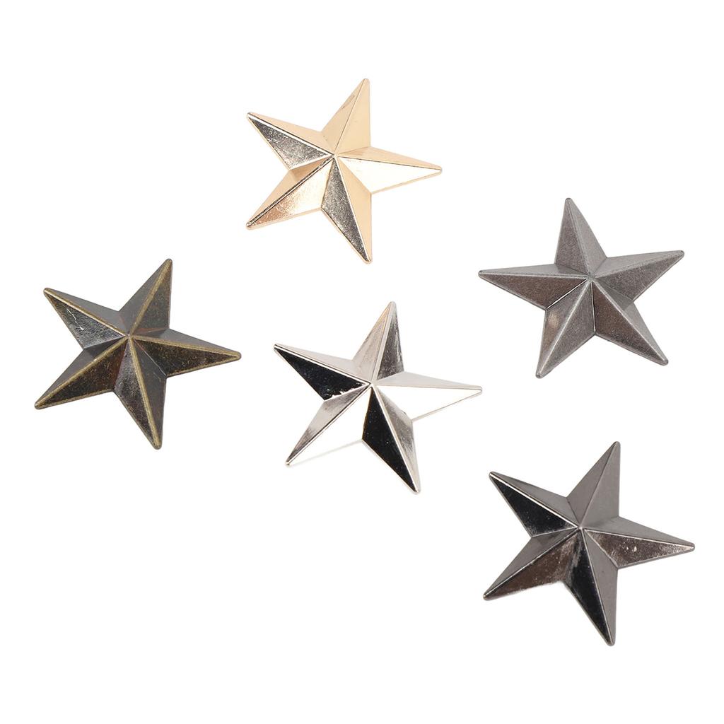 20 Set Stjärnlegeringsnitar 5-uddiga stjärnor Nitar Läderhantverksdekorationer 31mm Guld Silver Svart