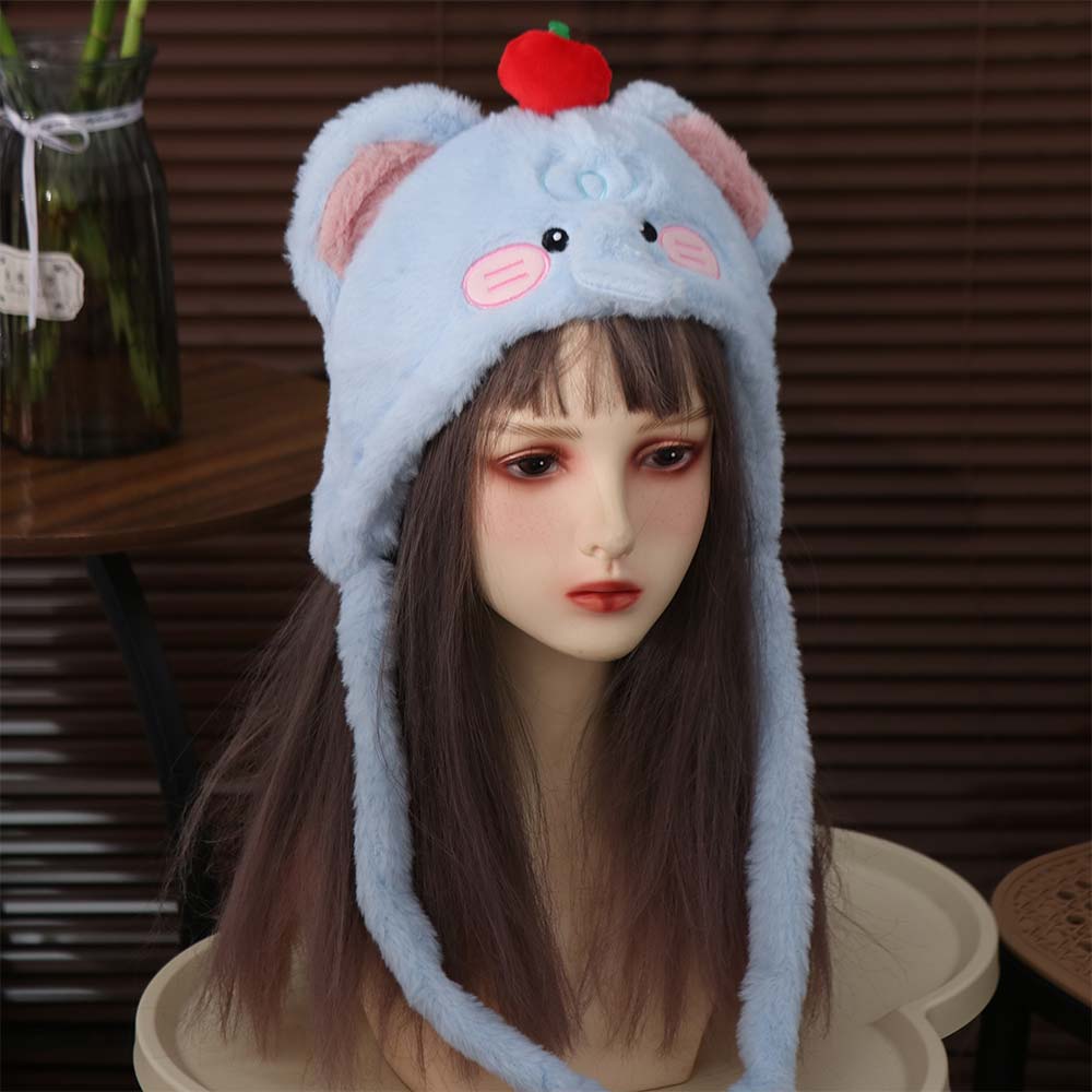 Korean Style Ear Protection Hat Cartoon Plush Pullover Hats Plush Earmuffs Cap Cycling Riding