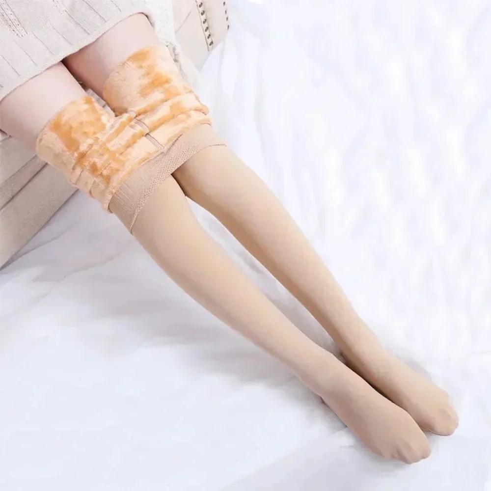 

Fleece Lined Tights Women Thermal Pantyhose for Women Winter Panty Polar Skin Black Effect Stockings Women s Thermal Sock One Size