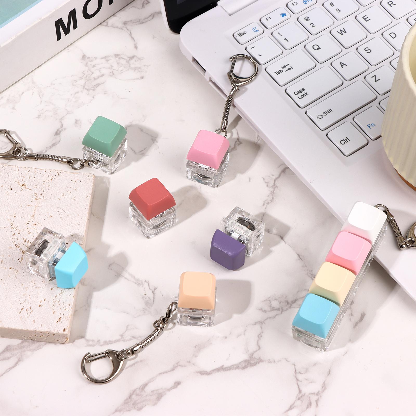 

7 Pcs Keyboard Fidget Keychain Decompression Toys Keyboard Fidget Clicker Finger Keyboard Toys,Fidget Keychain With Led Light St
