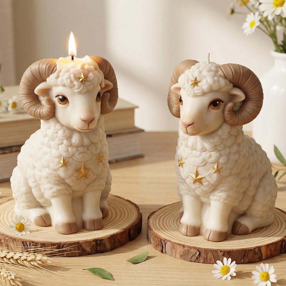 Cute Sheep Silicone Mold for Aromatherapy Candle Goat Soap Making Plaster Casting DIY Crafts and Gift