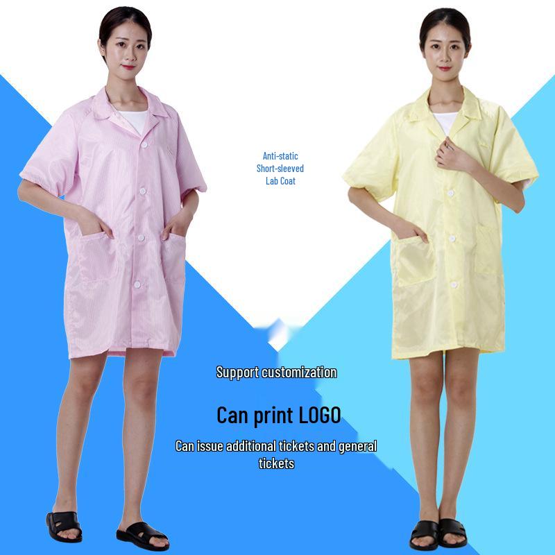 Unisex Anti-static Striped Short-Sleeve Cleanroom Gown 2XL; Blue