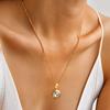 Chic White Zircon Geometric Pendant for Women Gold Plated Square AAA CZ Stone Necklace Stainless Steel Jewelry Gift