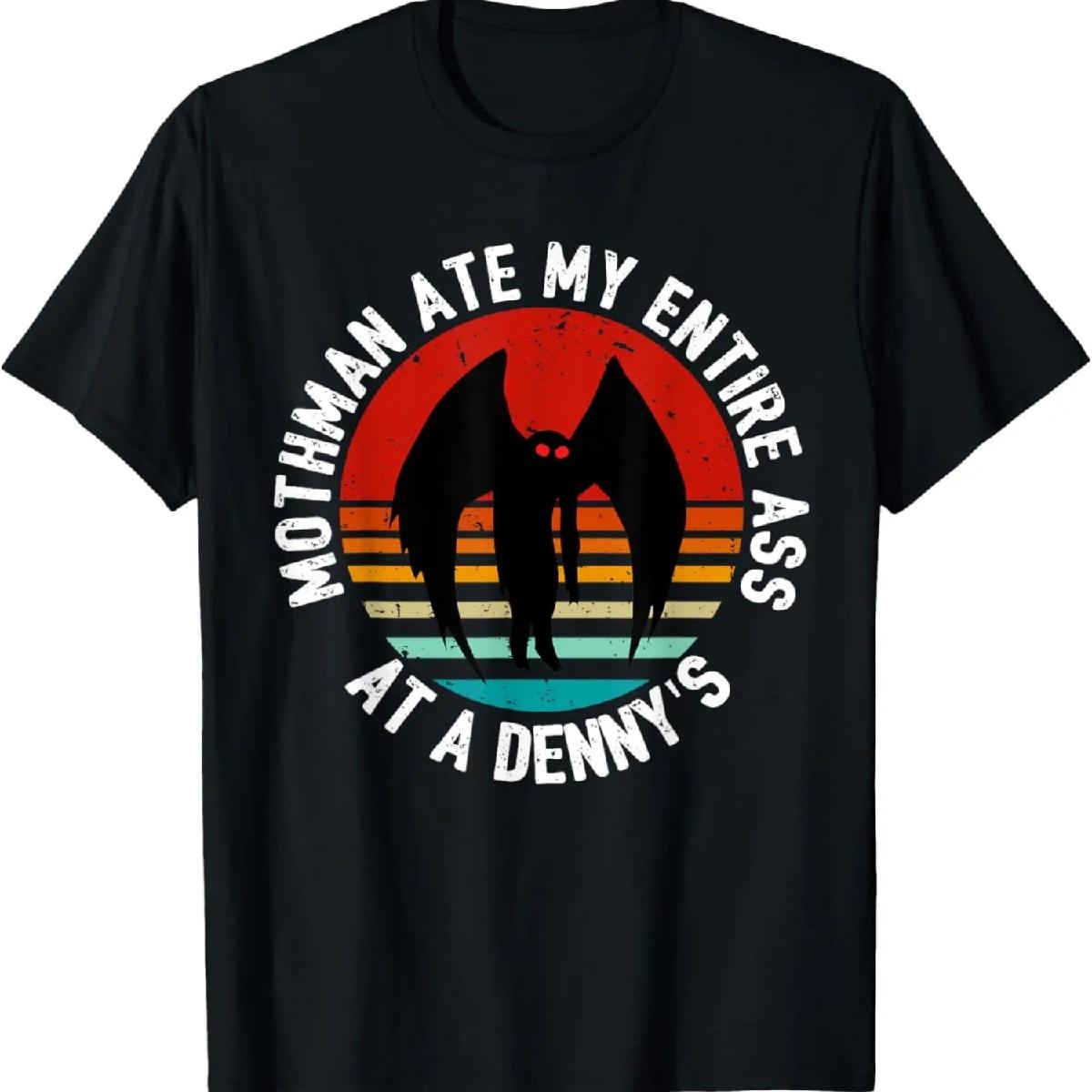 Забавная футболка Mothman съел всю мою задницу, винтажная футболка Mothman, криптид XXXXXL чёрный