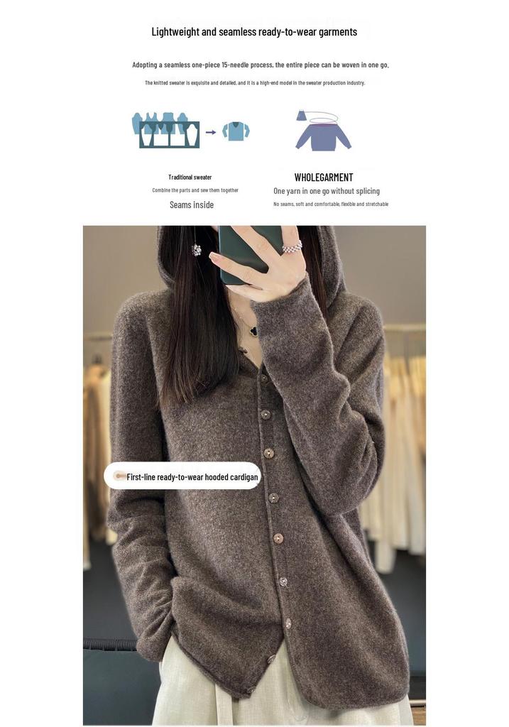 Women's Loose Knit Wool Cardigan Sweater - Autumn/Winter Casual Top