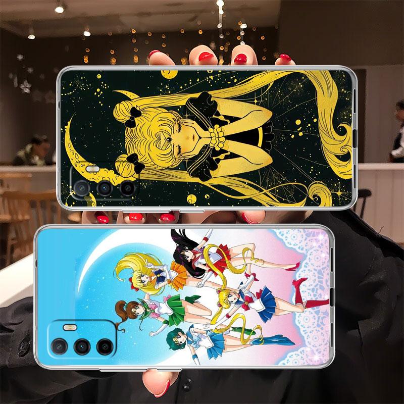 TR34 S-Sailors Art M-Moon Transparent Phone Case for Motorola Moto Edge 20 30 40 50 S30 Fusion Ultra Pro Neo Lite + G200 G23