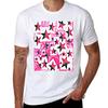 Watery Star Pattern Mixture Pink And Green Swirldigital Art Tshirt Basic Plain Short Sleeve Crew Neck Tee Tshirt