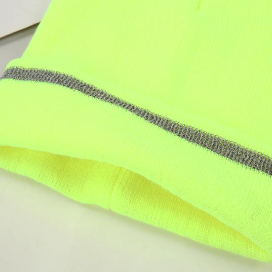 Knitting Hat Reflective Strip Design Warm Unisex Hat Outdoor Windproof Cold Resistance Elastic Hat Headwear