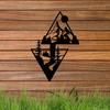 2PCS Mountain Wolf Silhouette Metal Wall Art Nature Wilderness Home Cabin Decor Set