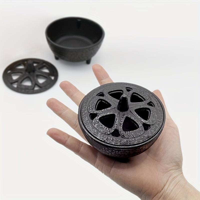 Multifunkční litinová kadidelnice s měděnými vložkami - ideální pro vykuřování olejem, obřady a domácí dekoraci (průměr 7,87 cm), k ozdobení sedátek na vonné tyčinky