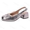 Summer Women Sandals Lace Thick Heel Fashion Butterfly-knot Ladies Cover Toe Dress Singbacks Bow Mary Jane Ballet Sandalias