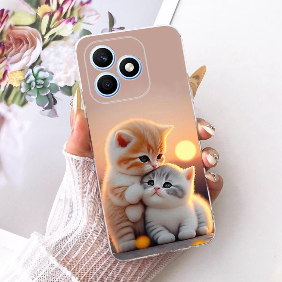 For Honor X8d 4G Case Cute Love Heart Painted Cover Soft Silicone Slim Phone Case For Honor X8d X 8d HonorX8d 4G Back Cover Bags