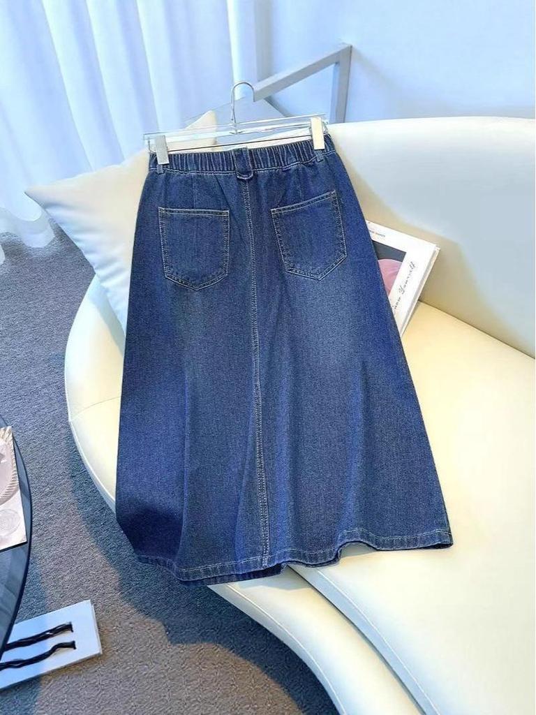 2025 New High-Waisted Slim-Fit Denim Skirt: Mid-Length, Versatile & Flattering for Petite Women