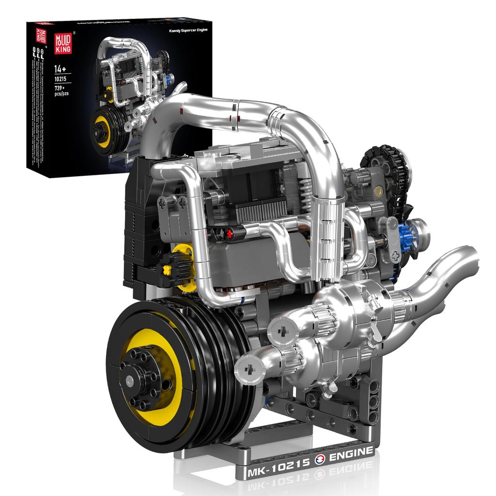 Mould King 10215 Engine Building Blocks Set, Adult Sports Car Engine with Box and Motor, Construction STEM Toy for Kids and Men (739 Pieces)