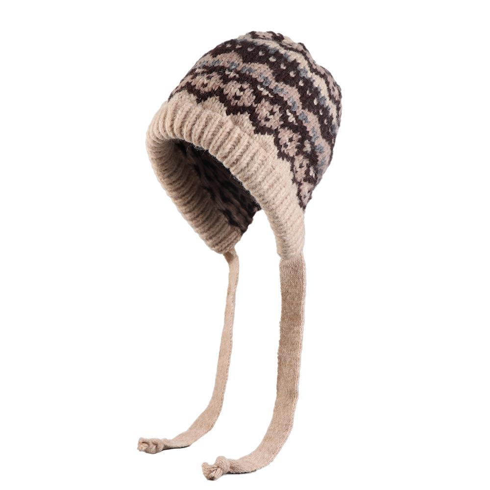 Vintage Dual-purpose Thick Warm and All-match Ear Protection Street Style Knitted Hat