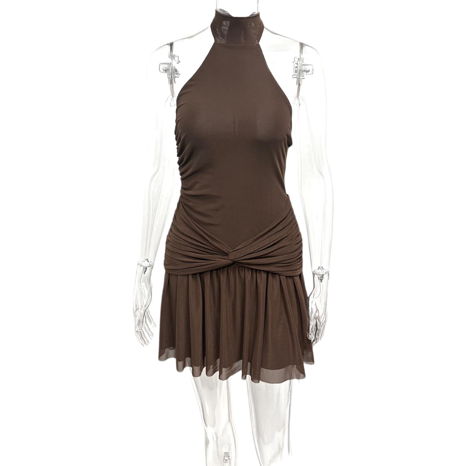 

European-Style 2026 Summer Women s Halter Bodycon Dress - Sexy, Pure Color, Open Back, Slim Fit, Fashionable INS Style Medium