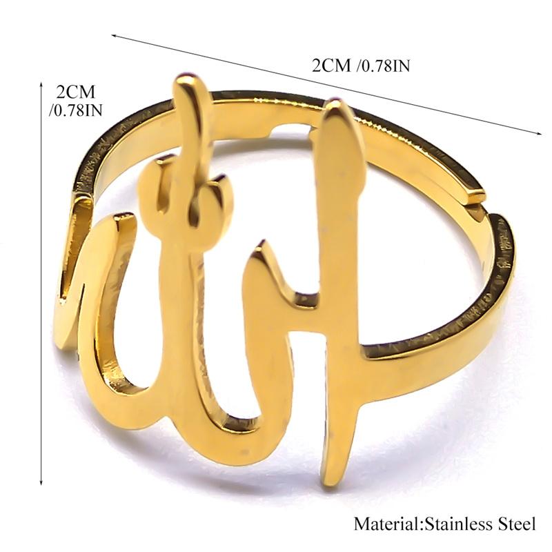 Anello Musulmano Islamico Arabo Allah per Donne Uomini Acciaio Inossidabile Colore Oro Amuleto Religioso Islamico Anelli Regolabili Gioielli