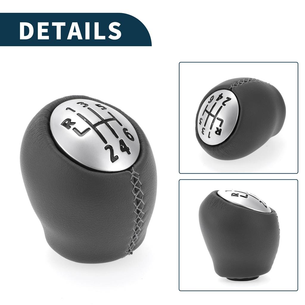TUCKBOLD Manual Gear Shift Knob for Renault Clio Leather 6-Speed 2005-2014 (1pc) Plastic/For