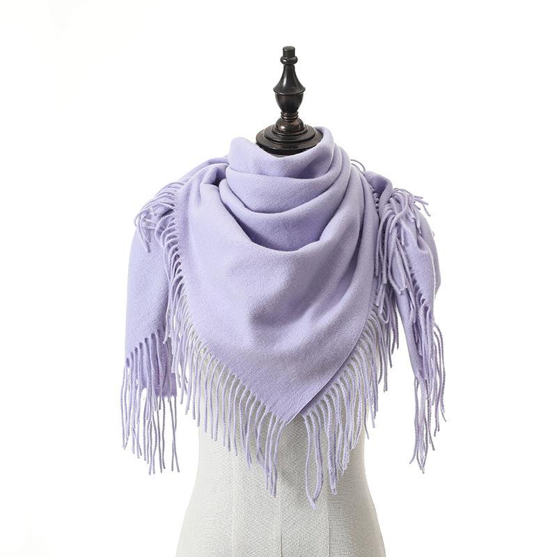 New Solid Color Wool Square Scarf Women's Imitation Cashmere Autumn and Winter Warm Scarf Cashmere Shawl