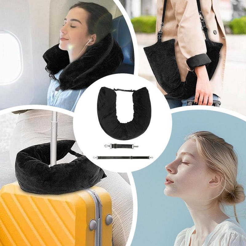 Portable Fillable Neck Pillow Space-saving Fillable Clothes Neck Pillow Multifunctional U-shaped pillow For Car Train Airplane