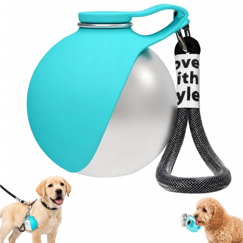 2-in-1 Tragbare Hundewasserflasche, Hundewasserflaschen für Spaziergänge und Reisen, 285ML Edelstahl Hundetrinkflasche & Silikonschale